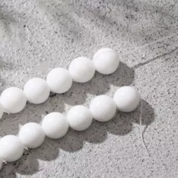 Бусины на нити шар №8 "Агат белый", 40см