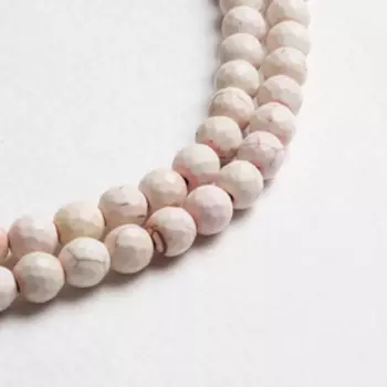 Бусины на нити шар №8 гранёный "Кахолонг" (48 бусин, +/-37см)