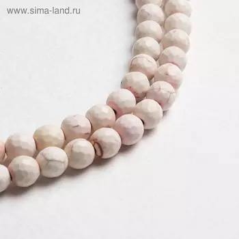 Бусины на нити шар №8 гранёный "Кахолонг" (48 бусин, +/-37см)