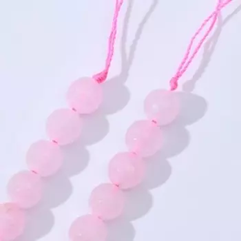 Бусины на нити шар №8 гранёный "Кварц розовый", +/-38см