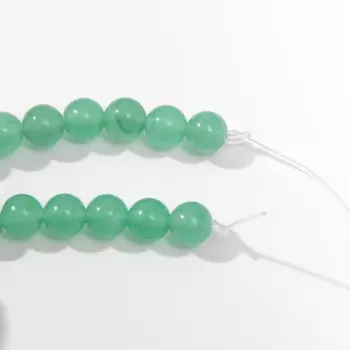 Бусины на нити шар №8 "Кварц" под нефрит, 47 бусин