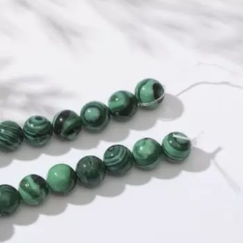 Бусины на нити шар №8 "Малахит", 38см