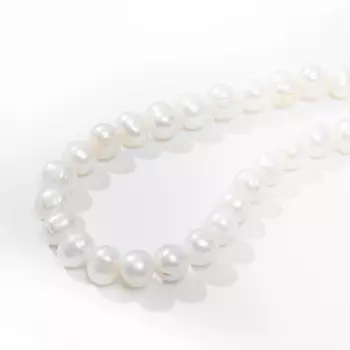 Бусины на нити «Жемчуг речной» шар №10, цвет белый, 34 см