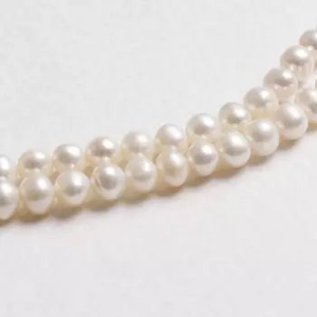 Бусины на нити "Жемчуг речной" шар №6 (70 бусин), цвет белый