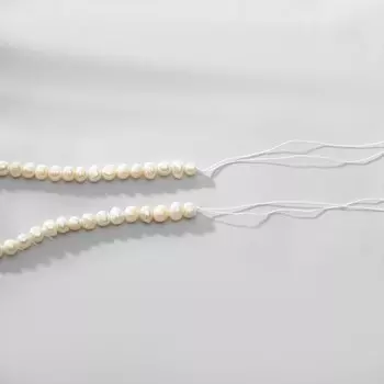 Бусины на нити "Жемчуг" шар №5-6, цвет белый, 35см