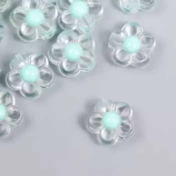 Бусины пластик "Цветок с зелёной серединкой" глянец 20 гр 0,6х1,2х1,2 см