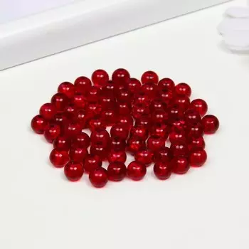 Бусины стекло "Кракле" 6 мм, 65 шт. красный