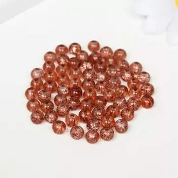 Бусины стекло "Кракле" 6 мм, 65 шт. коричневый