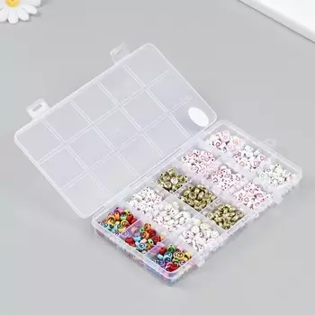 Бусины в шкатулке «Диски с рисунками», 15 делений, 1017.52 см