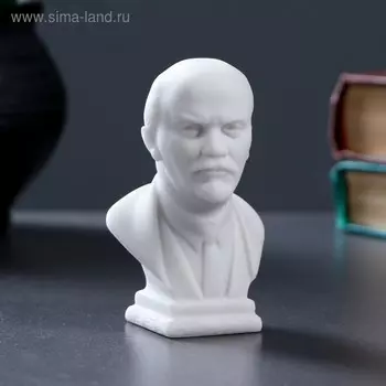 Бюст Ленин средний 9х6см, белый / мраморная крошка