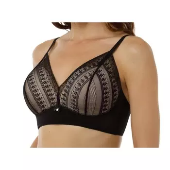 Бюстгальтер женский Lengy, размер 70A, цвет чёрный с серебристым пионом