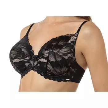 Бюстгальтер женский Lengy, размер 75B, цвет чёрный с серебристым пионом