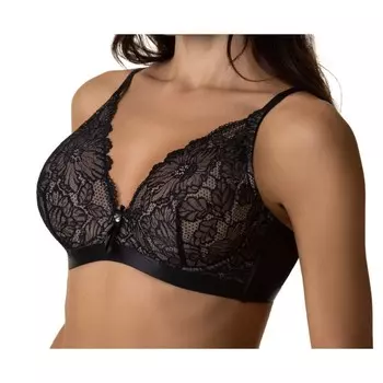 Бюстгальтер женский Lengy, размер 75B, цвет чёрный с серебристым пионом