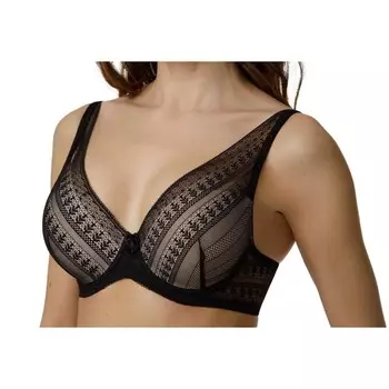 Бюстгальтер женский Lengy, размер 80C, цвет чёрный с серебристым пионом