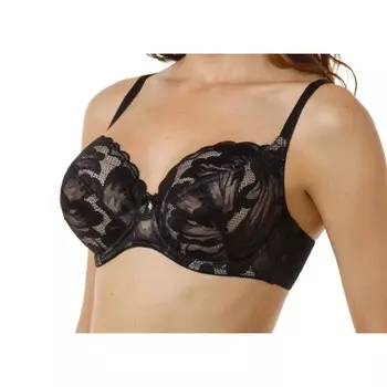 Бюстгальтер женский Lengy, размер 85C, цвет чёрный с серебристым пионом