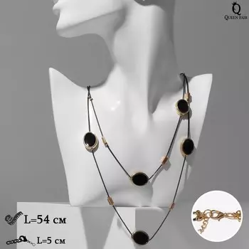 Бусы «Овалы» 2 яруса, цвет чёрный в золоте, 54 см