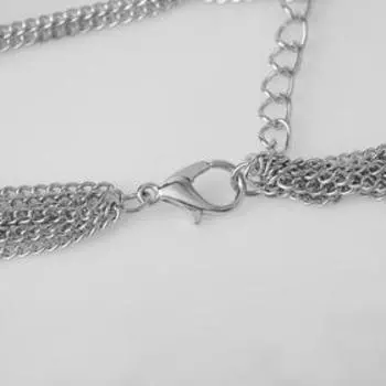 Бусы "Цепь" разные, цвет серебро, L=56 см