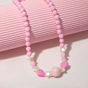 Бусы детские "Выбражулька" звёзды, цвет розовый