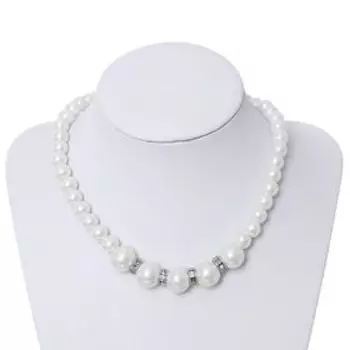 Бусы «Классик» с разделителем, шар №8.14, белые, 40 см