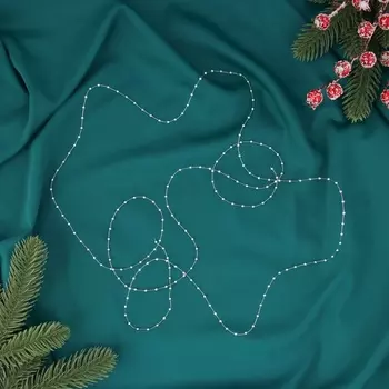 Бусы на ёлку «Нить», длина 2 м, d=2 мм, серебристые