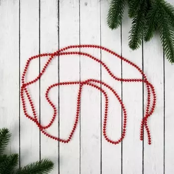 Бусы на ёлку «Бусинки», длина 2 м, d=4 мм, красные