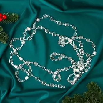 Бусы на ёлку «Льдинка», длина 2.7 м, d=12 мм, прозрачные, перламутровые