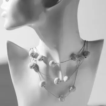 Бусы «Натурель» стиль, под Кахолонг, белые в серебре, 140 см