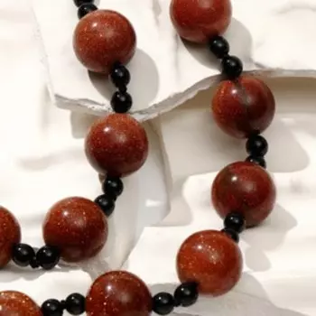 Бусы шар №20 "Авантюрин коричневый" через шар №6, 52см