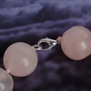 Бусы шар №20 через узел "Кварц розовый", 55см