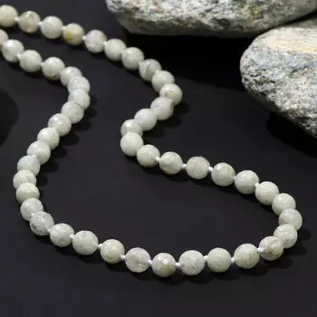 Бусы шар №6 гранёный через узел "Агат белый", 48см