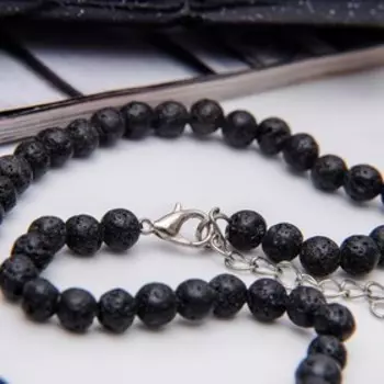 Бусы шар №6 "Лава", цвет чёрный, длина 50 см