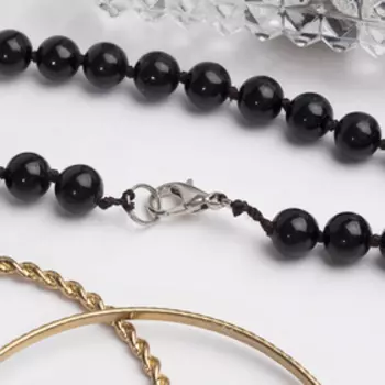 Бусы шар №8 через узел «Агат чёрный», 60 см