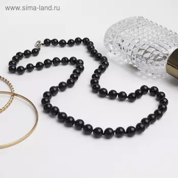 Бусы шар №8 через узел «Агат чёрный», 60 см