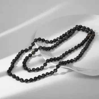 Бусы шар №8 через узел "Варисцит", цвет чёрный, 120см