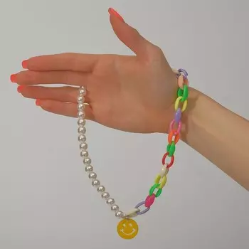 Бусы «Смайл» с жемчугом, шар №10, цветные, L= 40 см