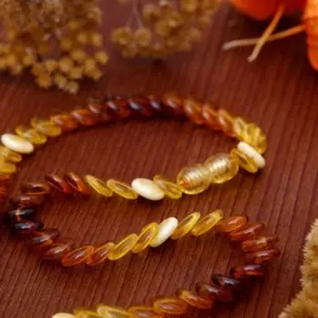 Бусы "Янтарь" чешуйка, цветные, 45см