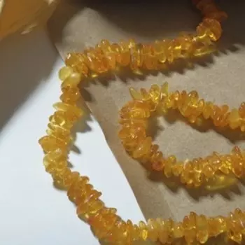 Бусы "Янтарь" крошка крупная, цвет светло-коньячный, 42см