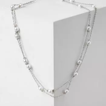 Бусы «Жемчужный мир» тонкие нити, цвет белый в серебре , длина 54см