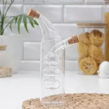 Бутыль стеклянная для соусов и масла 2 в 1 «Фьюжн. Круги», 100/350 мл, 10,5×6×21 см