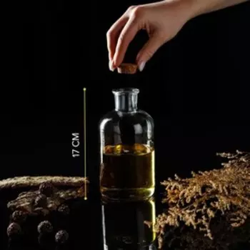 Бутылка для соусов и масла Доляна «Парфе», 550 мл, 817 см, с пробковой крышкой, стекло, прозрачная