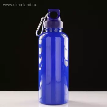 Бутылка для воды, 650 мл, с карабином, 227 см, синяя