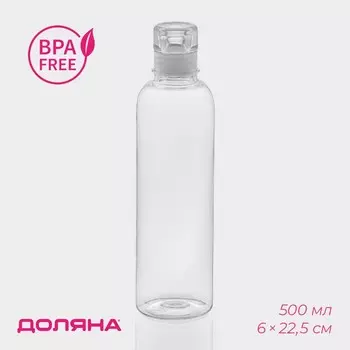 Бутылка для воды Доляна, 500 мл, 6622,5 см, полистирол, цвет прозрачный