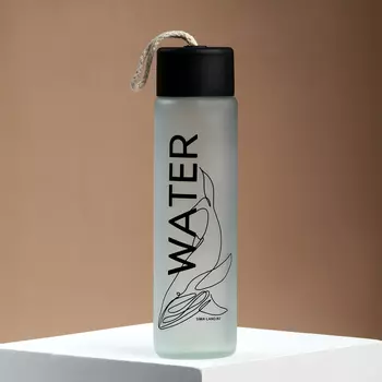 Бутылка для воды WATER, стекло, 350 мл, МИКС
