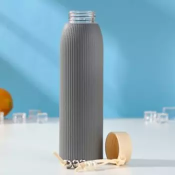 Бутылка для воды «Роскошь», 300 мл, h=21 см, стекло, пластик, МИКС