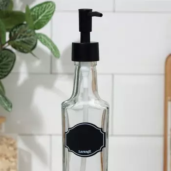 Бутылка с помпой-дозатором для масла и соусов «Меловой дизайн», стеклянная, 250 мл, с мелком для маркировки