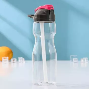 Бутылка с трубочкой «Глория», 700 мл, 9,57,624 см, тритан, цвет МИКС