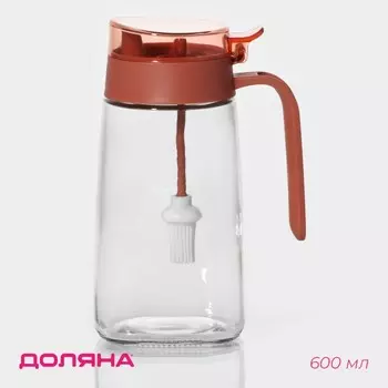 Бутылка для масла Доляна «Коралл», 600 мл, 8.5718 см, с кисточкой, стекло, прозрачная