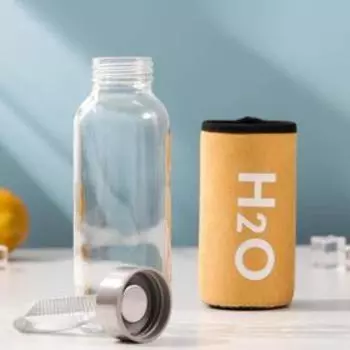 Бутылка для воды H=2O, 300 мл, h=17 см, стекло, прозрачная