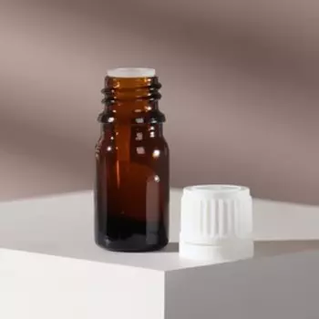 Бутылочка стеклянная для хранения, с капельным дозатором, 5 мл, цвет белый/коричневый