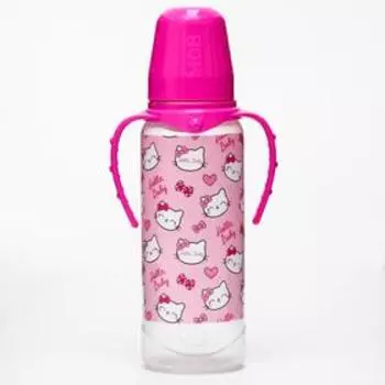 Бутылочка для кормления Little kitty, классическое горло, от 3 мес, 250 мл., цилиндр, с ручками